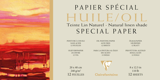 Paper Oil linseed natural block glued 1 side 12F 20x40cm 240g (Pack x2)