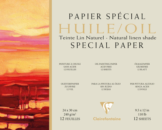 Paper Oil linseed natural block glued 1 side 12F 24x30cm 240g (Pack x2)