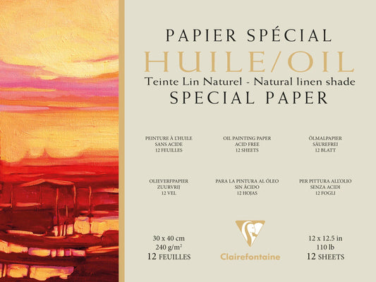 Paper Oil linseed natural block glued 1 side 12F 30x40cm 240g (Pack x2)
