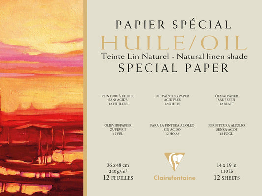 Paper Oil linseed natural block glued 1 side 12F 36x48cm 240g (Pack x2)