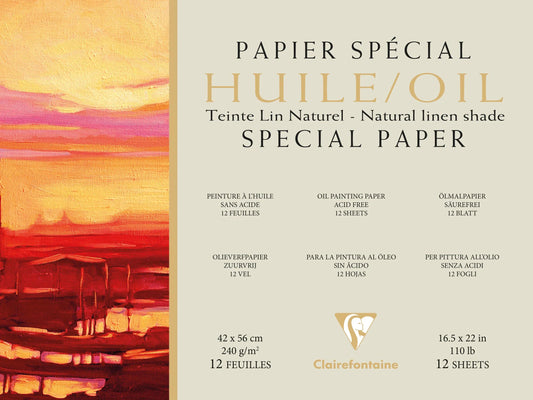 Paper Oil linseed natural block glued 1 side 12F 42x56cm 240g (Pack x2)