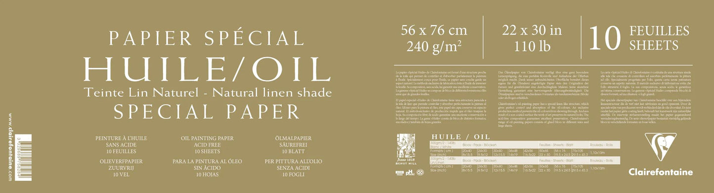 Confezione di carta da olio di lino naturale 10F 56x76cm 240g