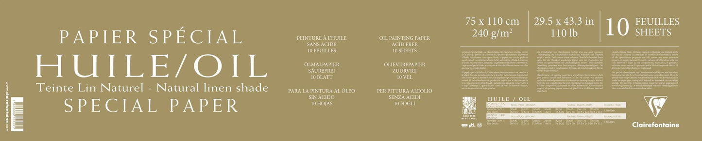 Natural flax oil paper pack 10F 75x110cm 240g