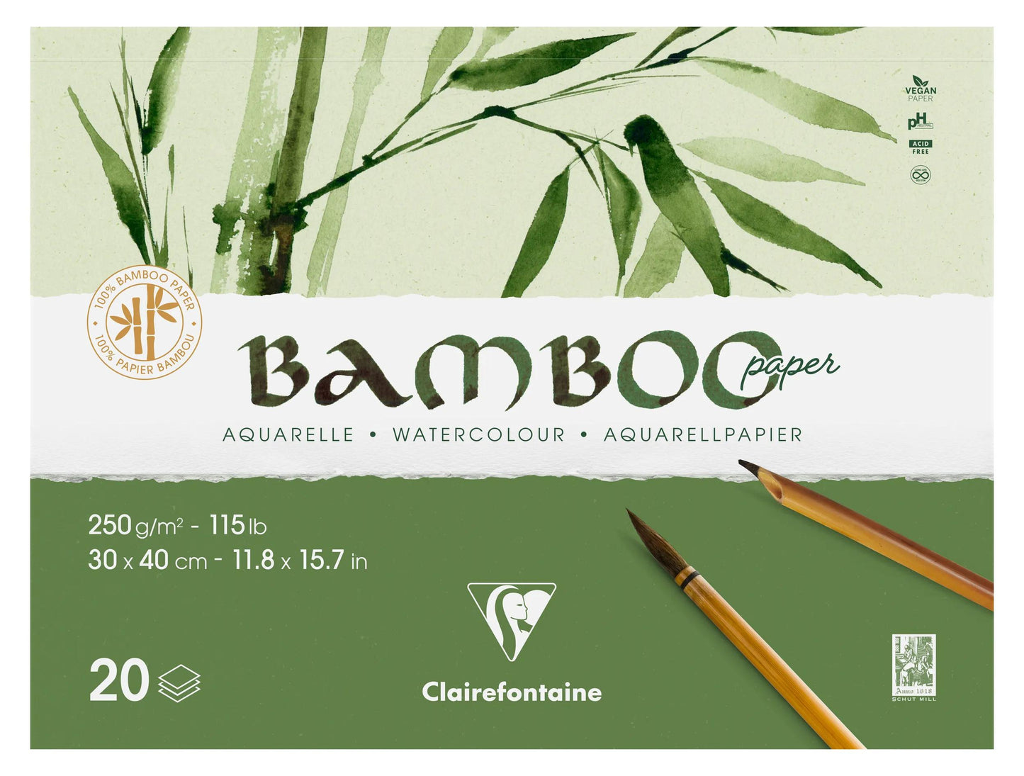 Blocco di bambù incollato 2 lati 20F 30x40cm 250g (Pacchetto x2)