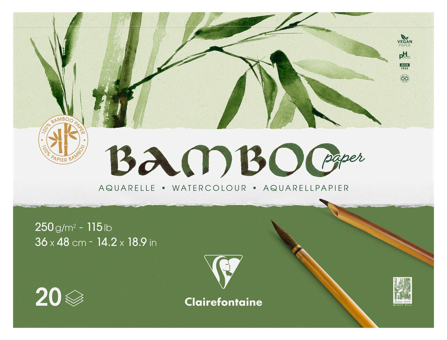 Blocco di bambù incollato 2 lati 20F 36x46cm 250g (Pacchetto x2)