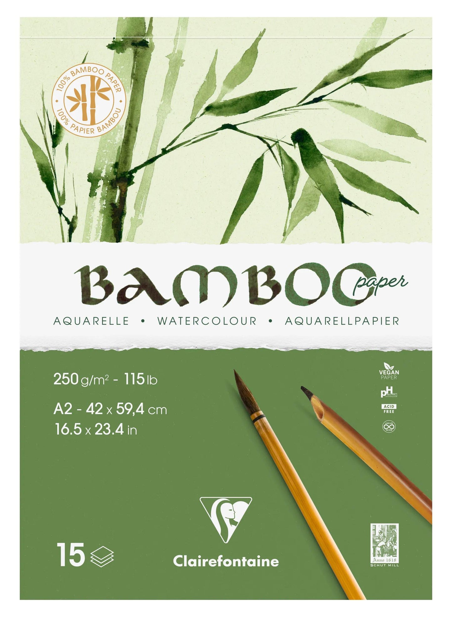 Bamboo block glued 1 side 15F A2 250g (Pack x2)