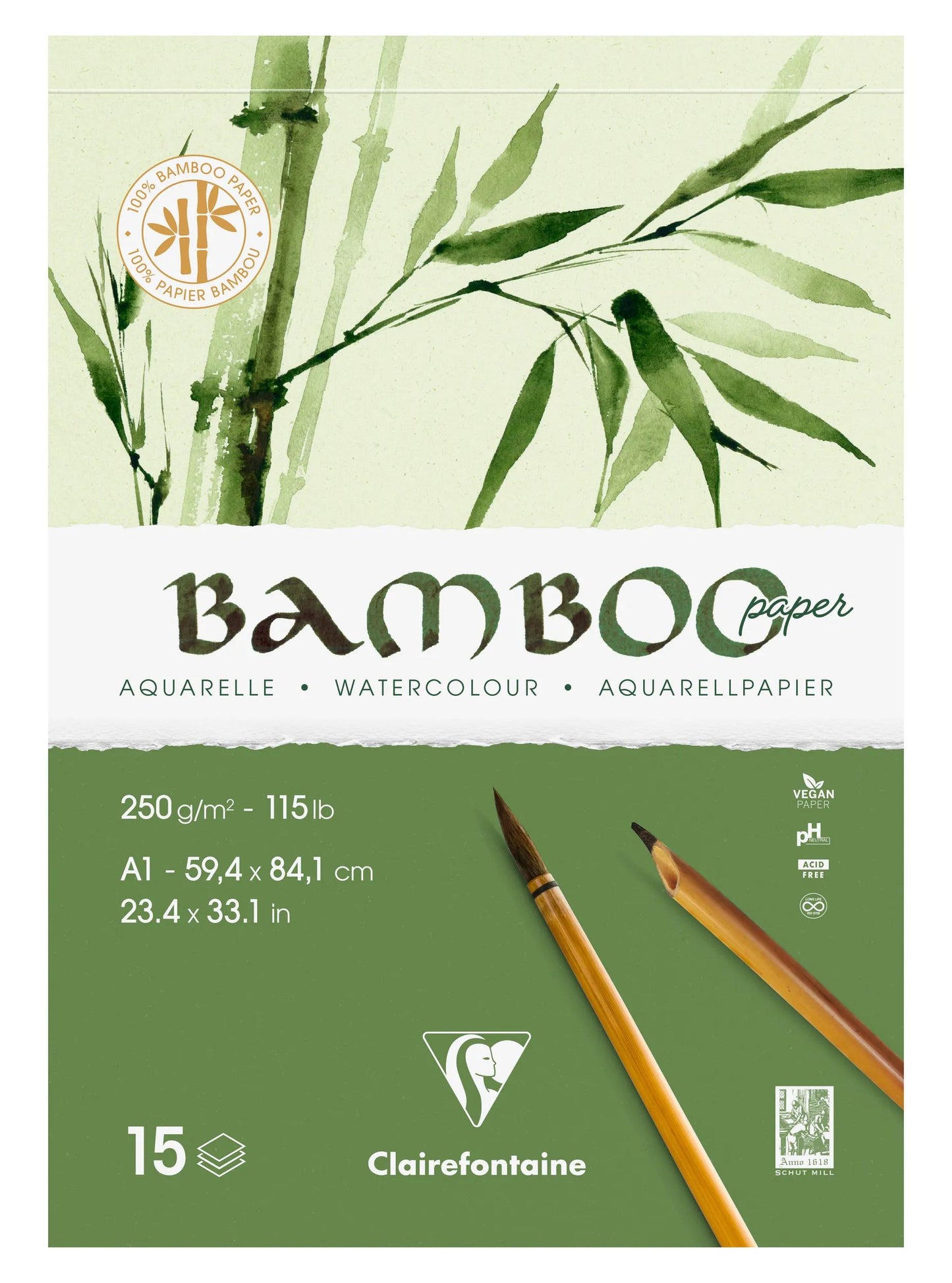 Blocco di bambù incollato 1 lato 15F A1 250g (Pacchetto x2)