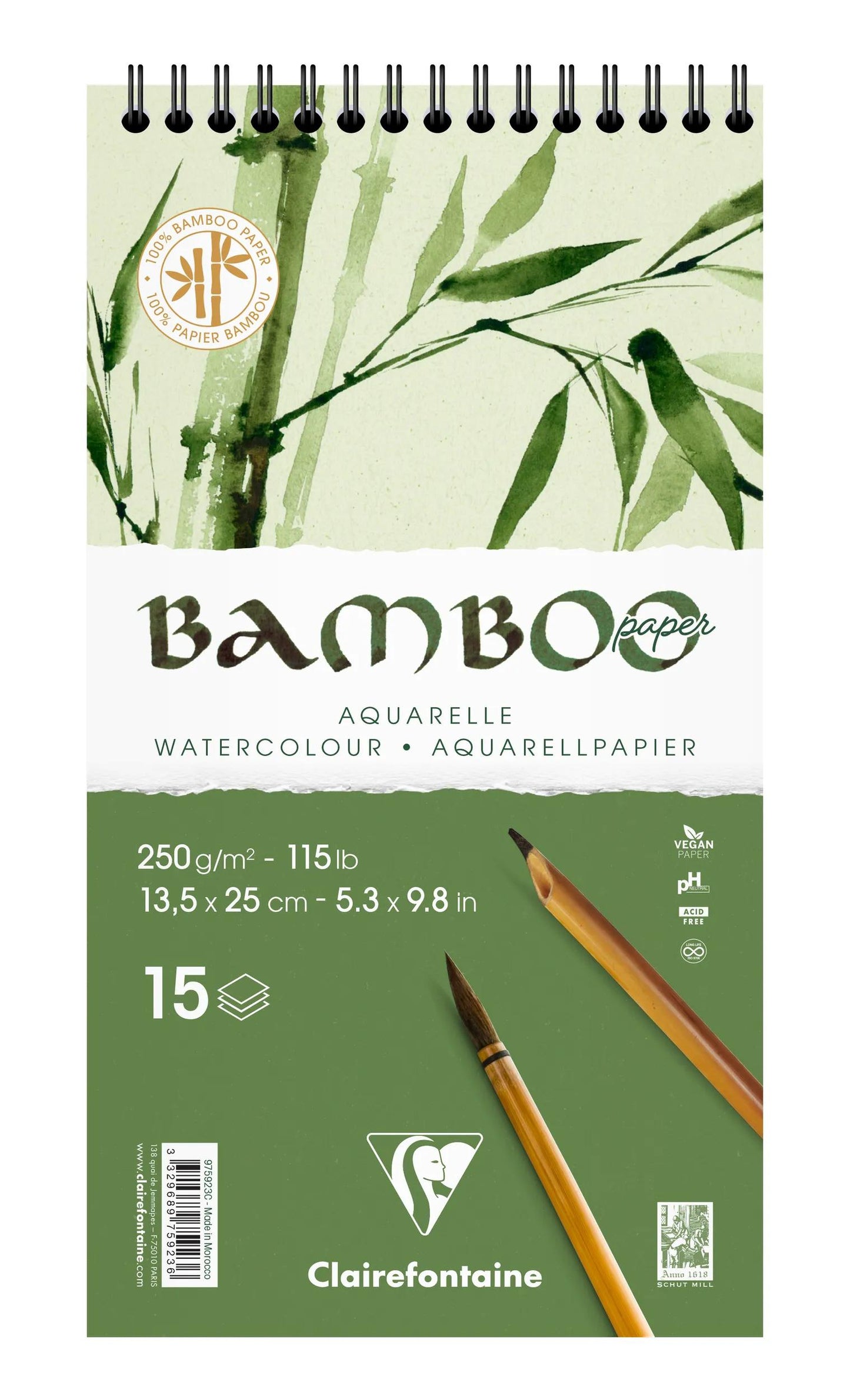 Bamboo spiral block 15F 13.5x25cm 250g (Pack x2)