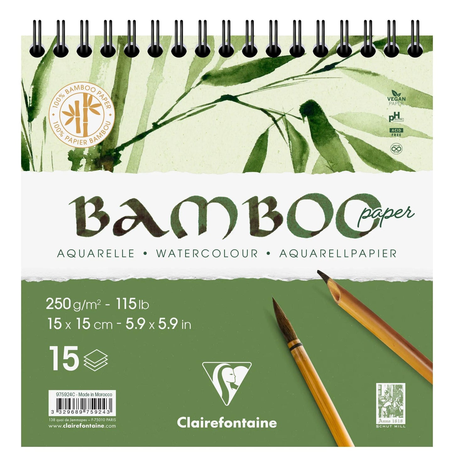 Bamboo spiral block 15F 15x15cm 250g (Pack x2)