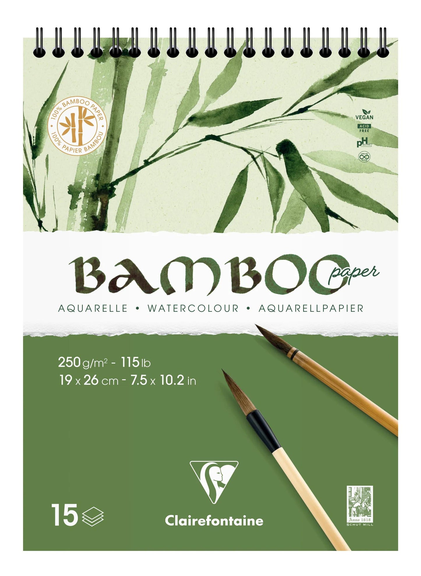 Bambus Spiralblock 15F 19x26cm 250g (Paket x4)