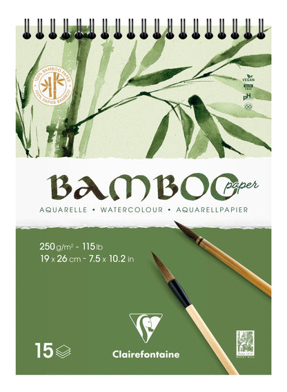 Bambus Spiralblock 15F 19x26cm 250g (4er-Pack)