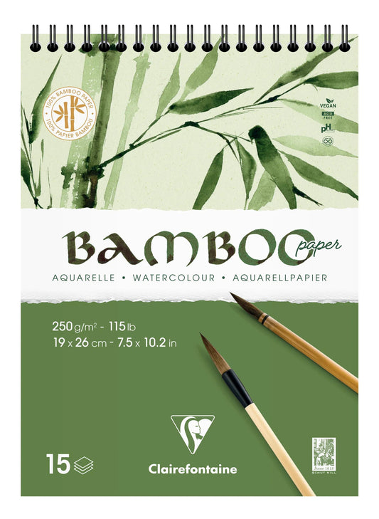 Bamboo spiral block 15F 19x26cm 250g (Pack x4)