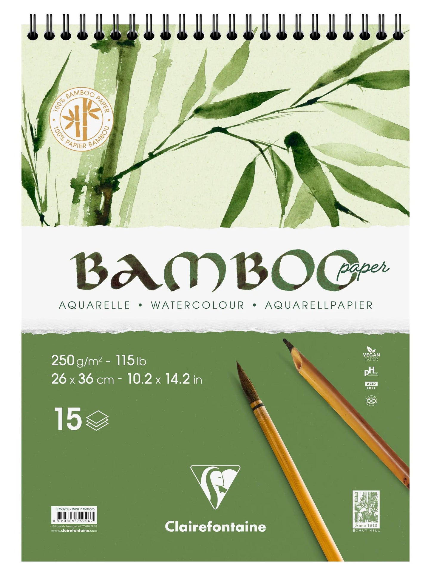 Bambus Spiralblock 15F 26x36cm 250g (Paket x4)