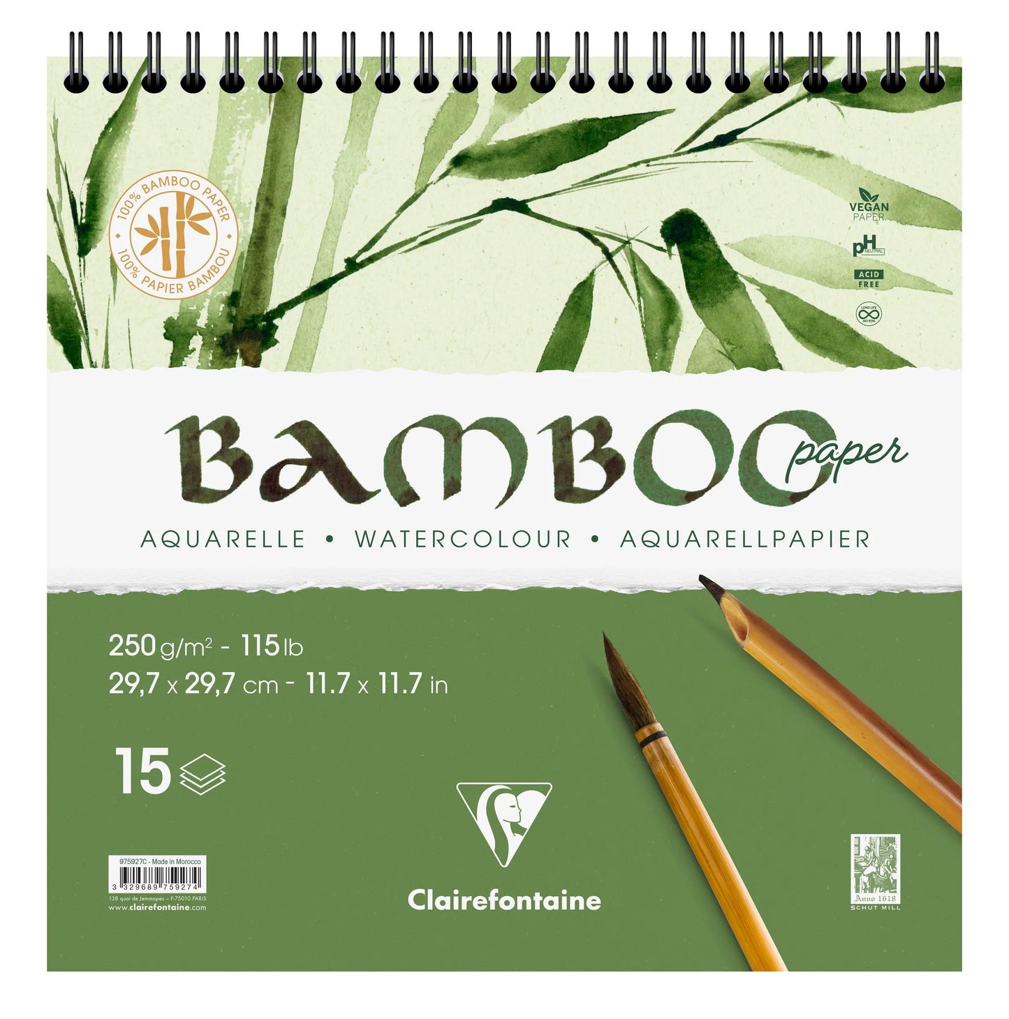 Bamboo spiral block 15F 29.7x29.7cm 250g (Pack x2)