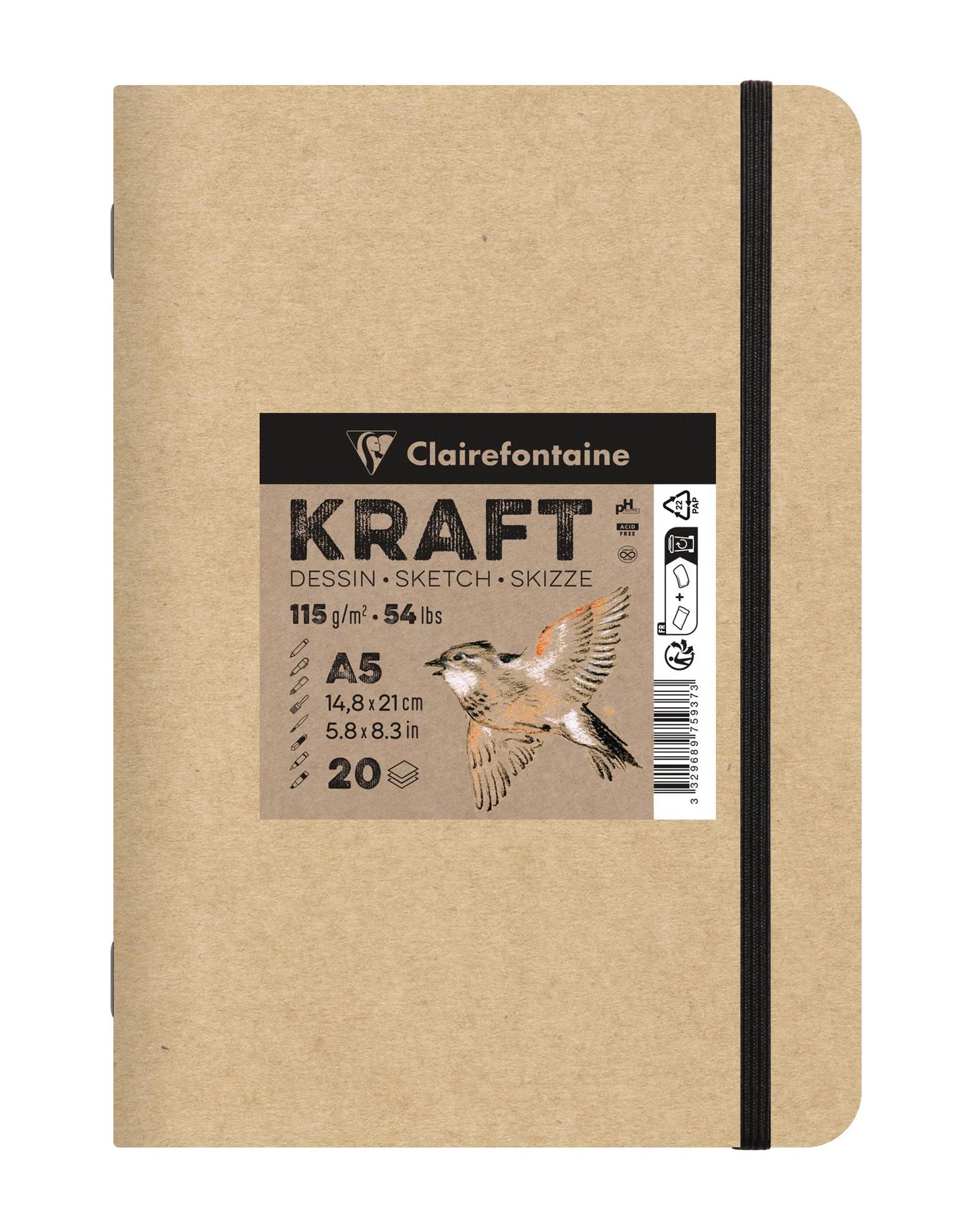 Libretto da tasca Kraft 20F A5 115g (Pacchetto x10)