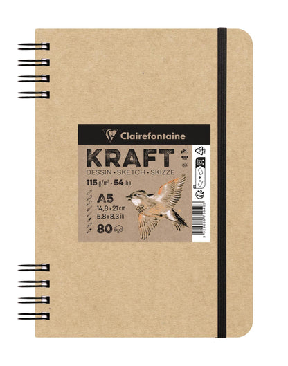 Kraft carnet double spirale 80F A5 115g (lot de 5)
