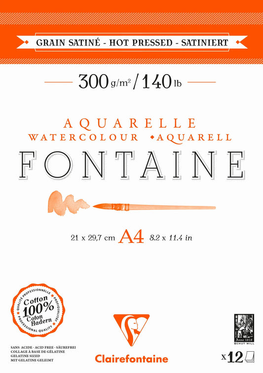 Fountain block glued 2 sides 12F A4 300g grain satin (Pack x5)