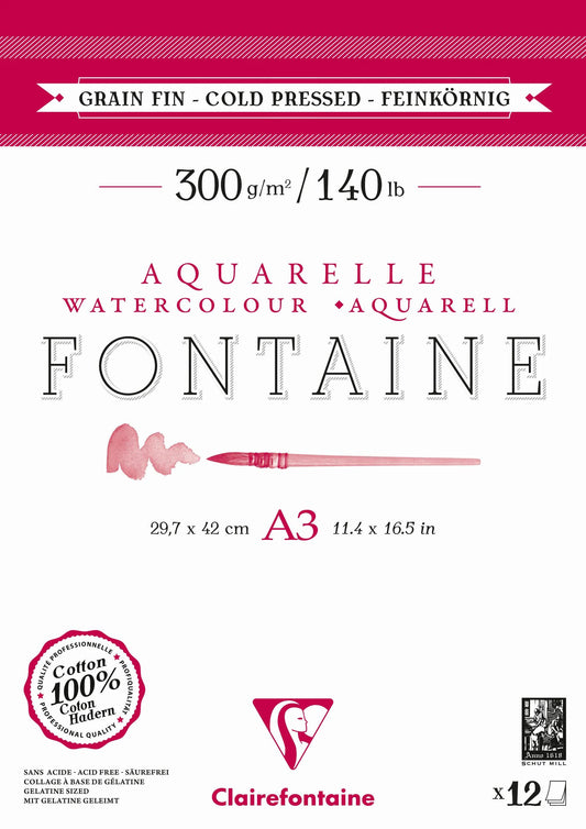 Fountain block glued 2 sides 12F A3 300g fine grain (Pack x5)