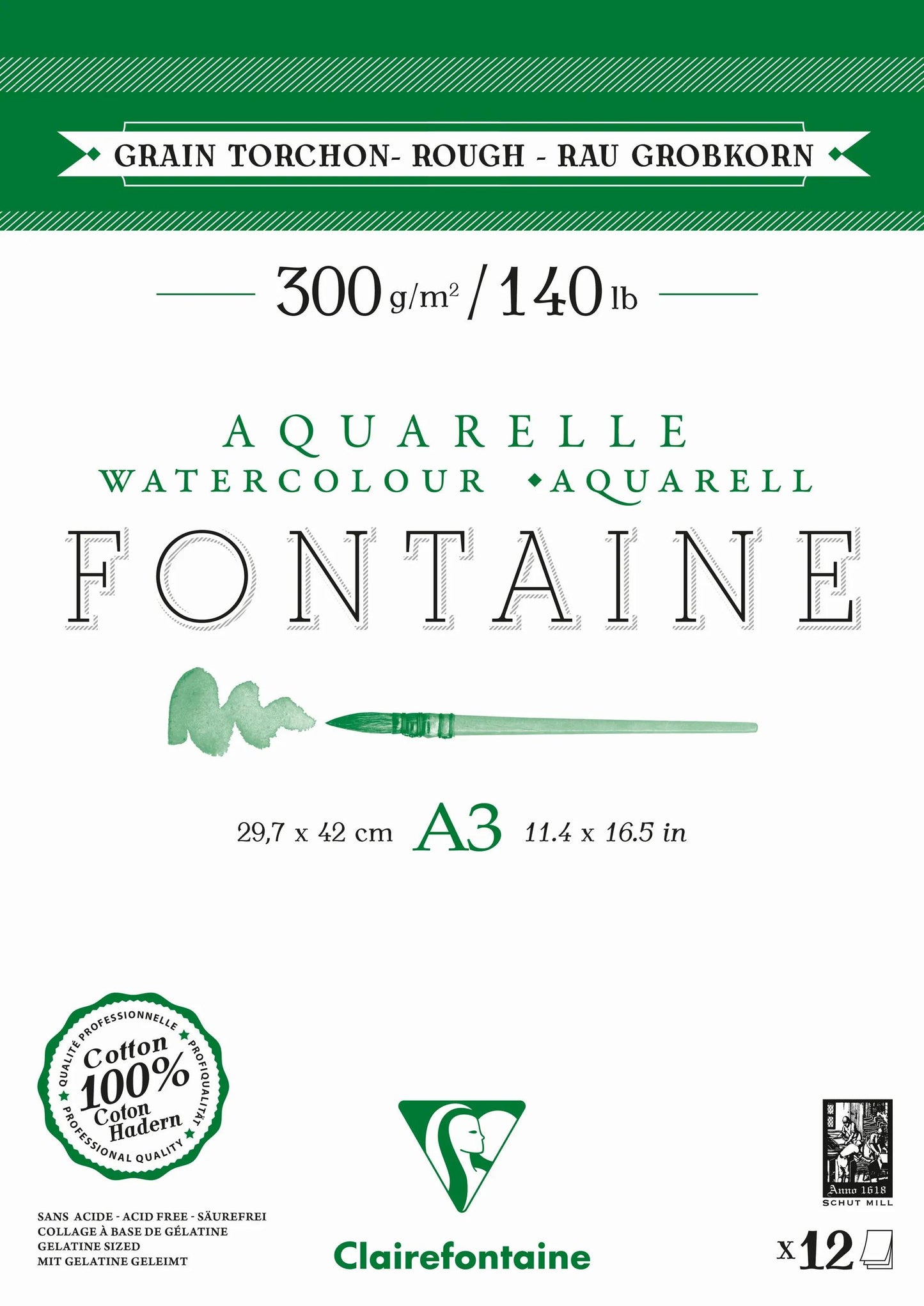 Fontaine bloc collé 2 côtés 12F A3 300g grain torchon (Lot x5)