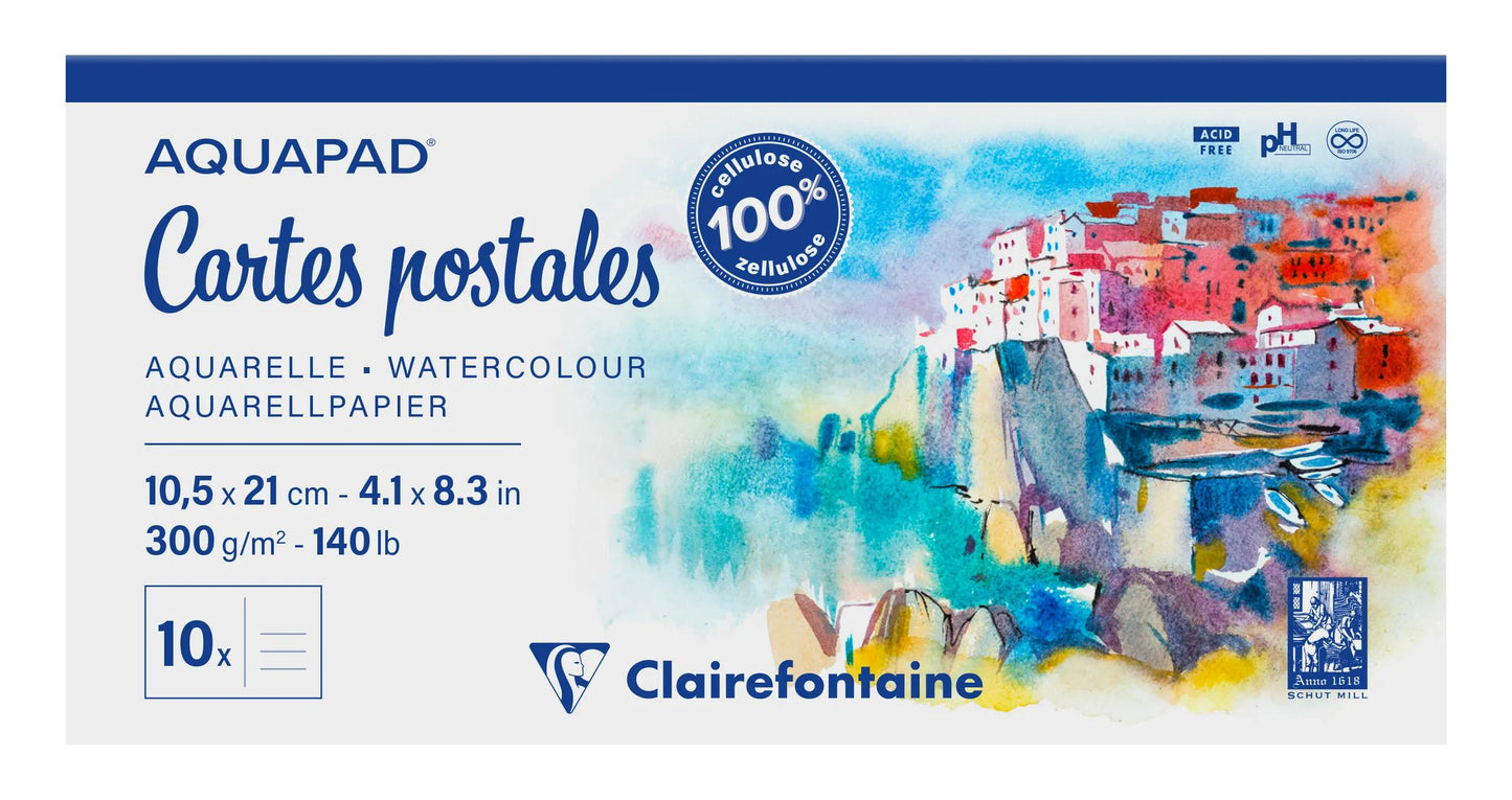 Aquapad Cartes Postales bloc collé 10F 10,5x21cm 300g (Lot x5)