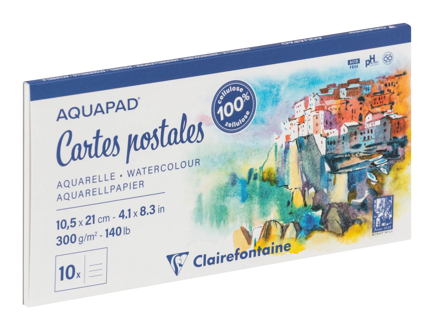 Aquapad Cartes Postales bloc collé 10F 10,5x21cm 300g (Lot x5)