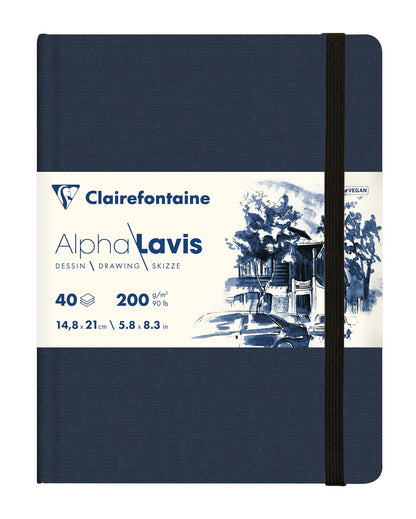 Alpha Lavis carnet cousu 40F A5 300g - Bleu (lot de 2)