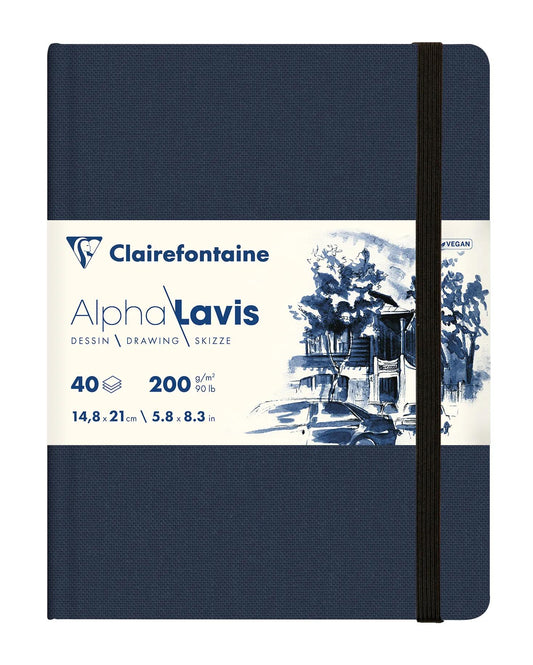Alpha Lavis carnet cousu 40F A5 300g - Bleu (Lot x2)