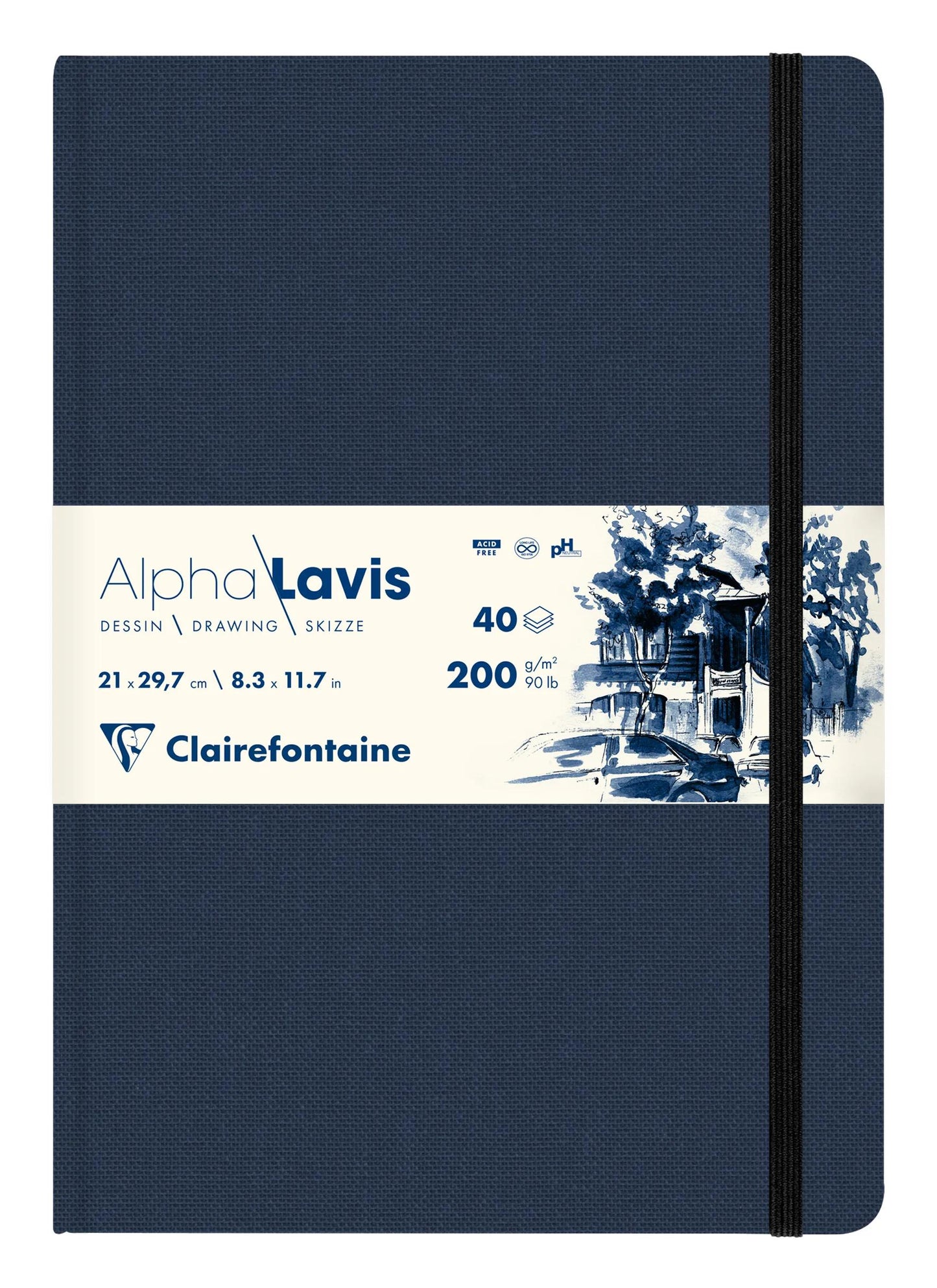 Alpha Lavis carnet cousu 40F A4 300g - Bleu (Lot x2)