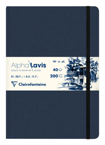 Alpha Lavis carnet cousu 40F A4 300g - Bleu (lot de 2)