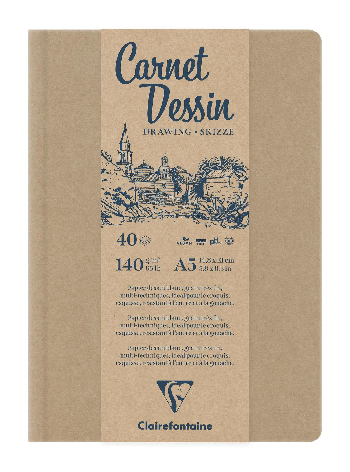 Carnet Dessin carnet cousu 40F A5 140g - Kraft (lot de 2)