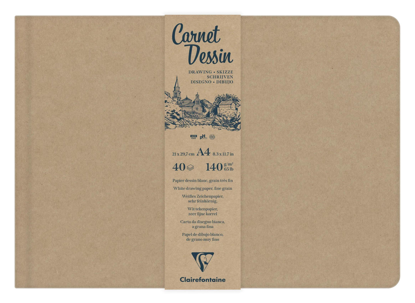 Book Drawing notebook sewn 40F A4 140g - Kraft (Pack x2)