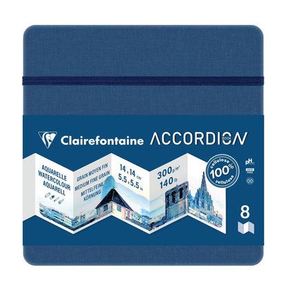 Accordion Book carnet accordéon 9F 14x14cm 300g - Bleu (lot de 4)