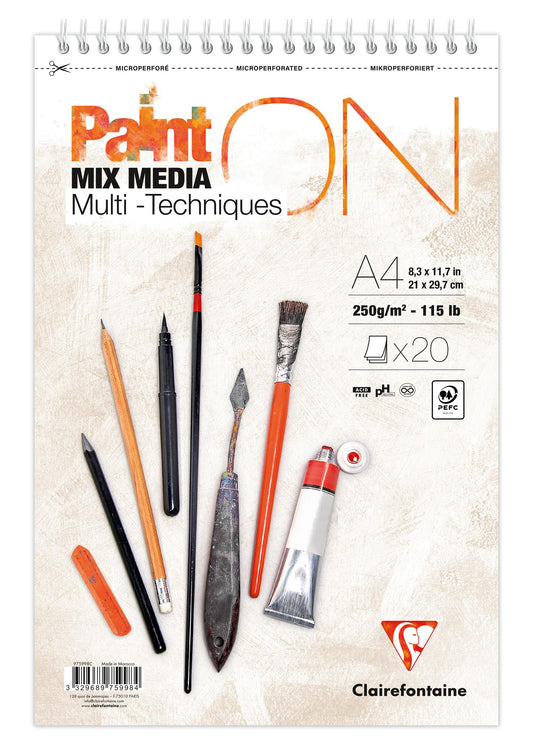 PaintON Spiralblock 20F A4+ 250g - Neu (4er-Pack)