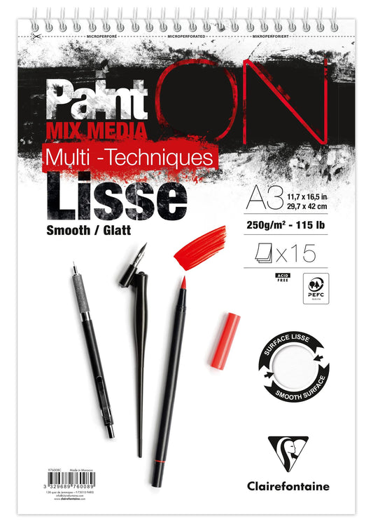 PaintON Glatte Spiralblock 15F A3+ 250g - Neu (2er-Pack)