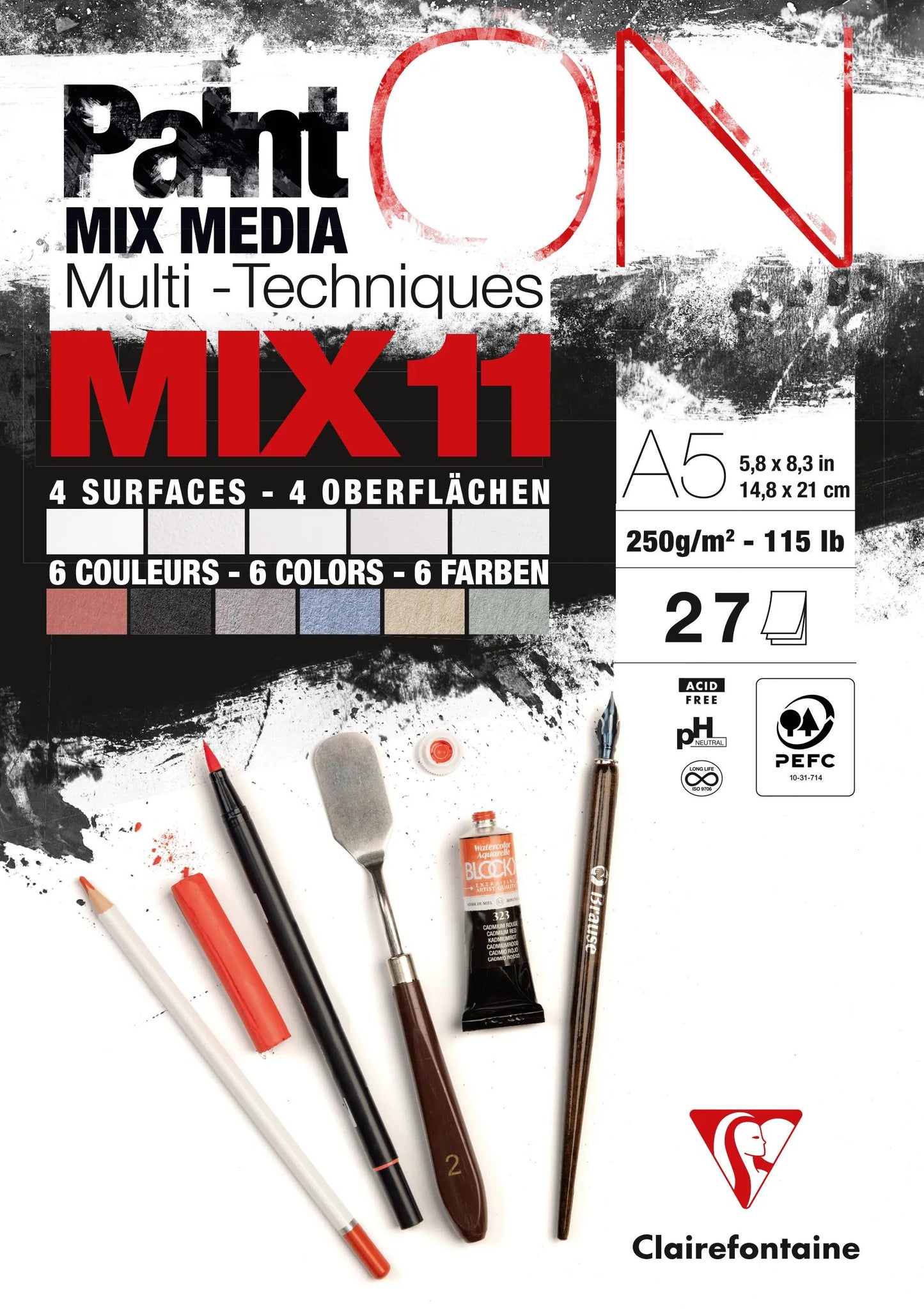 PaintON MIX11 bloc collé 27F A5 250g - New (Lot x4)