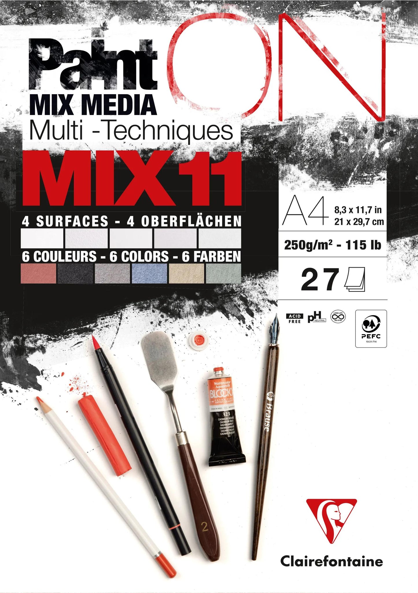 PaintON MIX11 bloc collé 27F A4 250g - New (Lot x4)