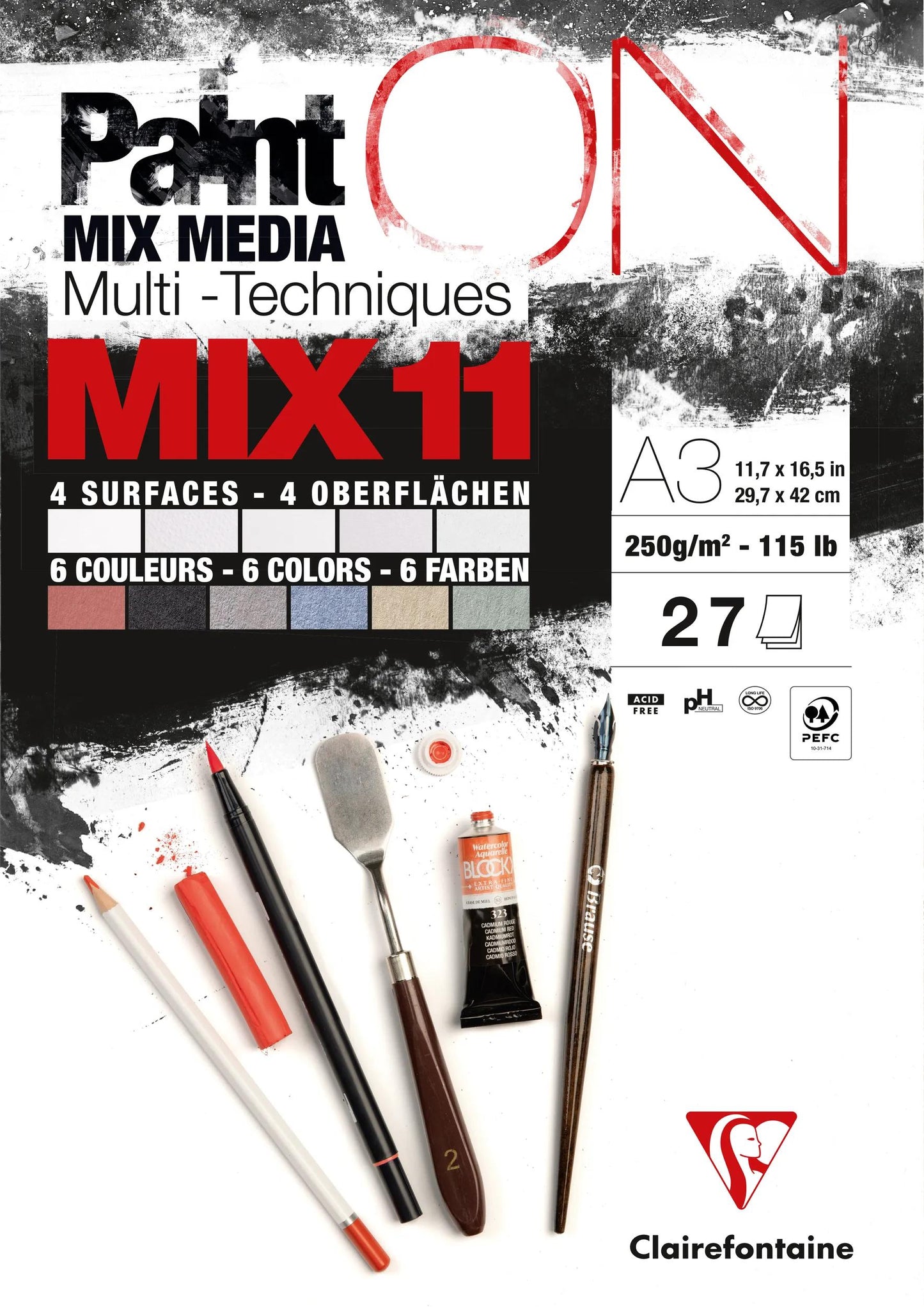 PaintON MIX11 block glued 27F A3 250g - New (Pack x2)