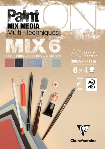 PaintON MIX6 Block verklebt 24F A5 250g passend 6x4F - Neu (4er-Pack)
