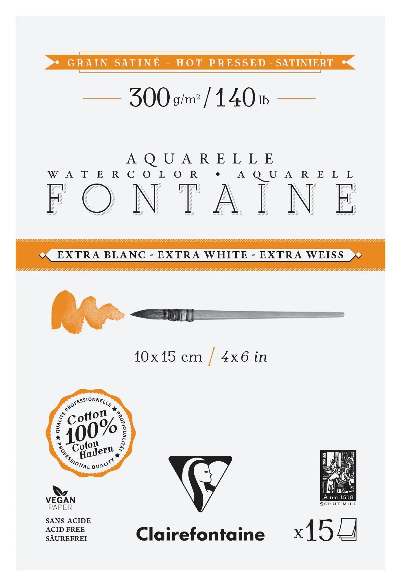 Fontaine Extra Blanc Grain Satiné bloc collé 4 côtés 15F 10x15cm 300g (Lot x2)