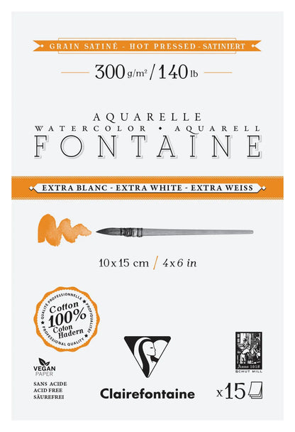 Fontaine Extra Blanc Grain Satiné bloc collé 4 côtés 15F 10x15cm 300g (lot de 2)