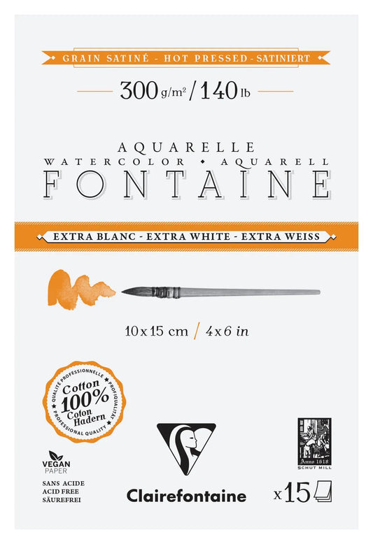 Fountain Extra White Grain Satin pasted block 4 sides 15F 10x15cm 300g (Pack x2)