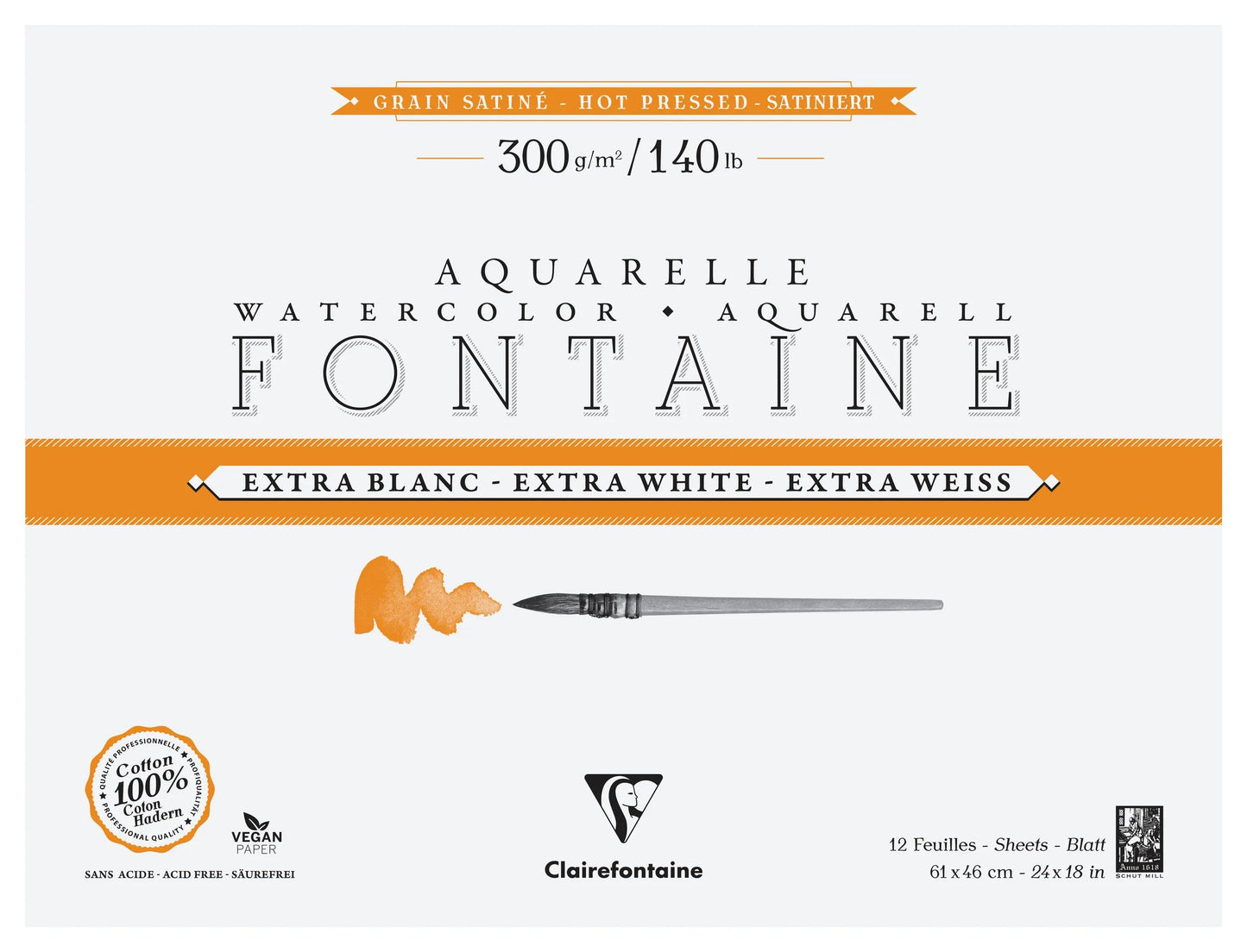 Fontaine Extra Blanc Grain Satiné bloc collé 4 côtés 12F 46x61cm 300g (Lot x2)