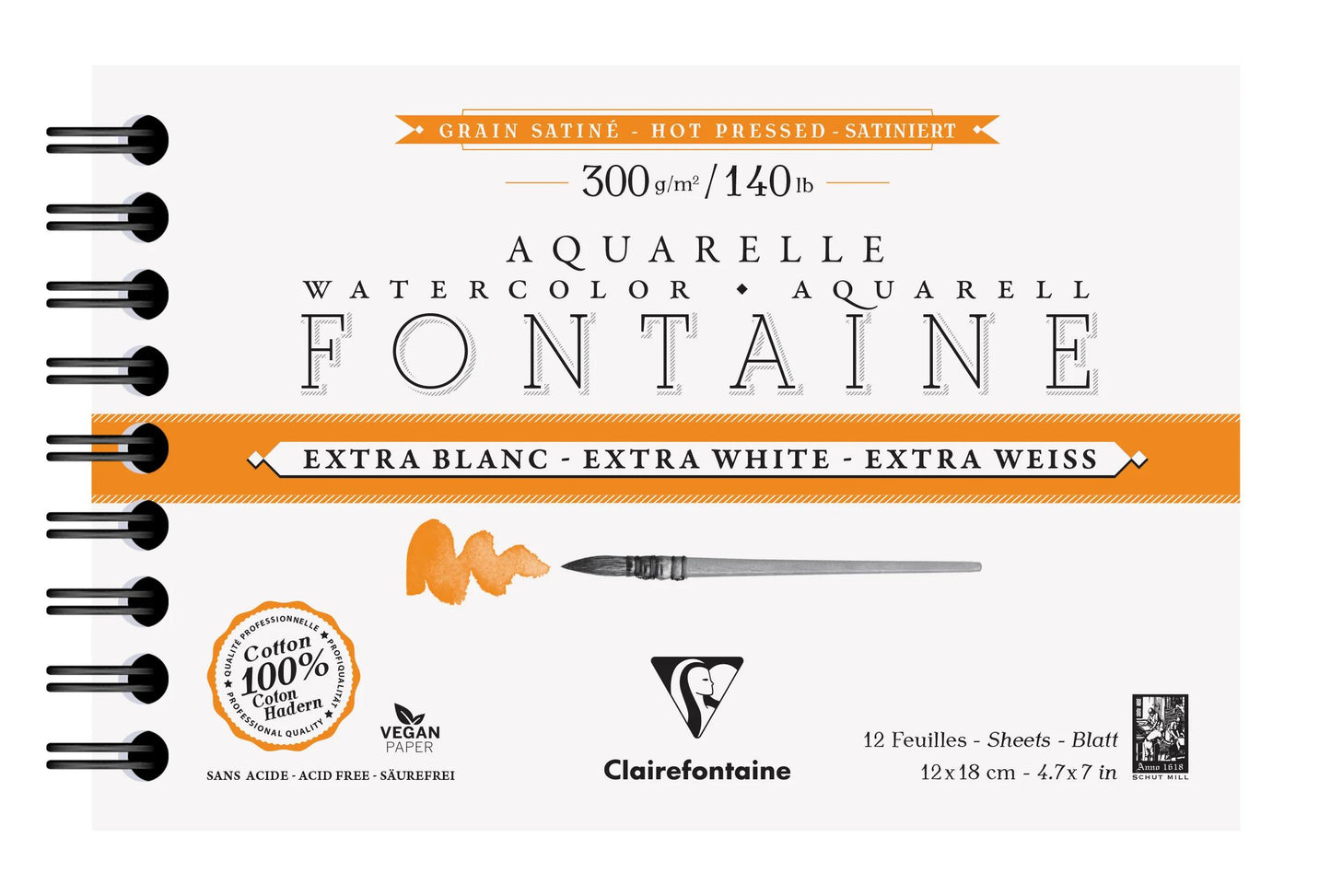 Fountain Extra Blanc Grain Satin Spiral album 12F 12x18cm 300g (Pack x4)