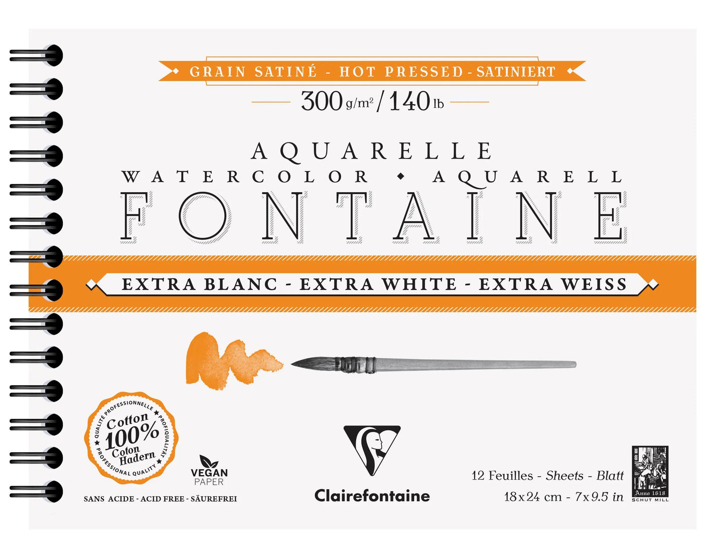 Fountain Extra Blanc Grain Satin album Spiral 12F 18x24cm 300g (Pack x4)