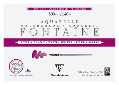 Fountain Extra Weißer Grain Feiner Block verklebt 4 Seiten 15F 18x26cm 300g (2er-Pack)