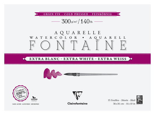 Fountain Extra White Grain Fine block glued 4 sides 15F 26x36cm 300g (Pack x2)