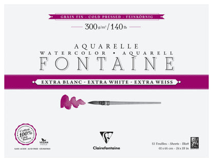 Fountain Extra White Grain Fine block glued 4 sides 12F 46x61cm 300g