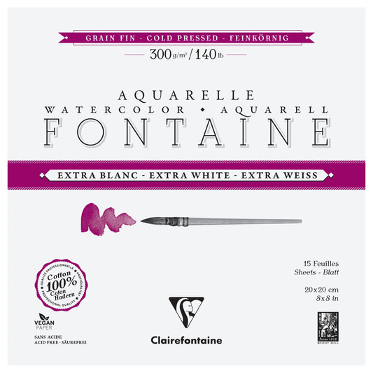 Fountain Extra White Grain Fine block glued 4 sides 15F 20x20cm 300g (Pack x2)