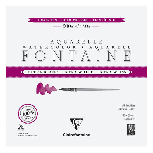 Fountain Extra White Grain Fine block glued 4 sides 15F 30x30cm 300g (Pack x2)