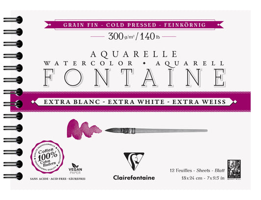 Fountain Extra Blanc Grain Fine Spiral album 12F 18x24cm 300g (Pack x4)